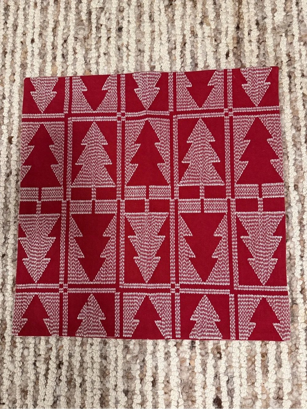 FA Home & Apparel Red Geometric Cotton Slub Throw Pillow Cover 20